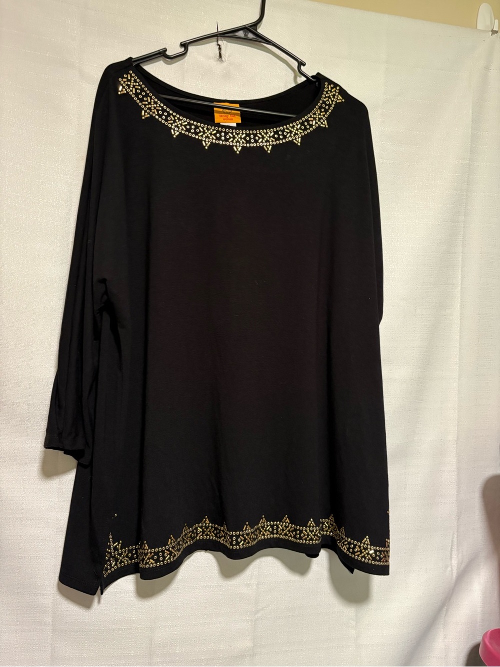 Ruby Rd Gold Trimmed Sleek Black Top-SZ 1X.#Slenderizing.#Sophisticated #Elegant